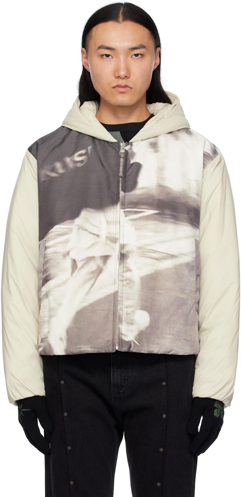 Off-White & Gray Padded Printed Jacket by KUSIKOHC