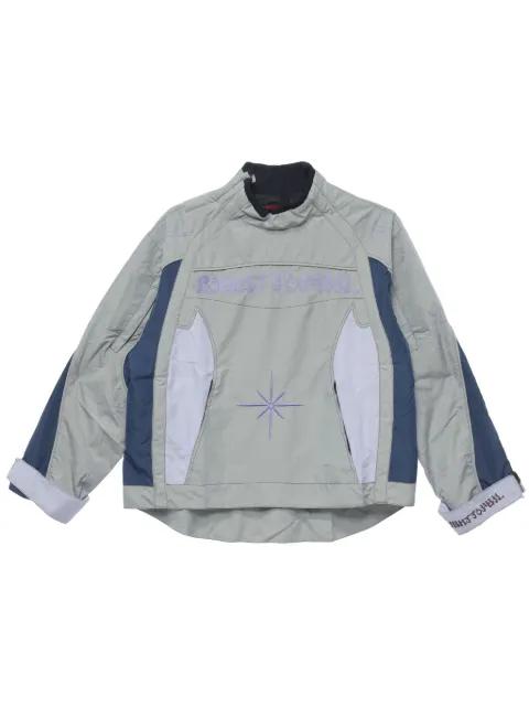 Rider logo-embroidered panelled jacket by KUSIKOHC