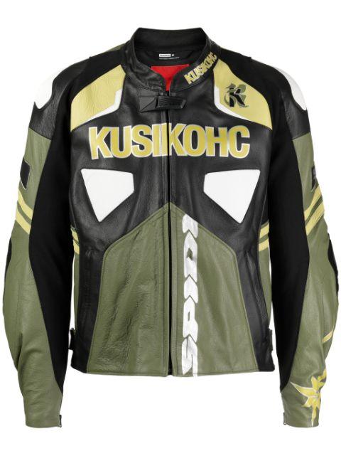 Spidi logo-print leather jacket by KUSIKOHC