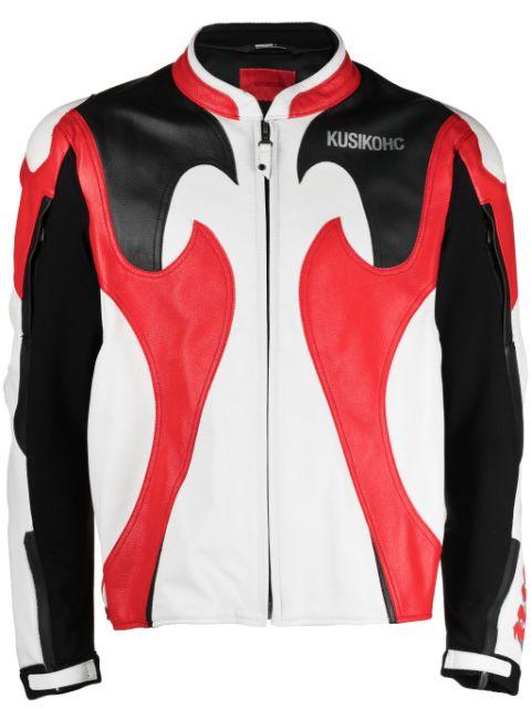 graphic-print leather jacket by KUSIKOHC