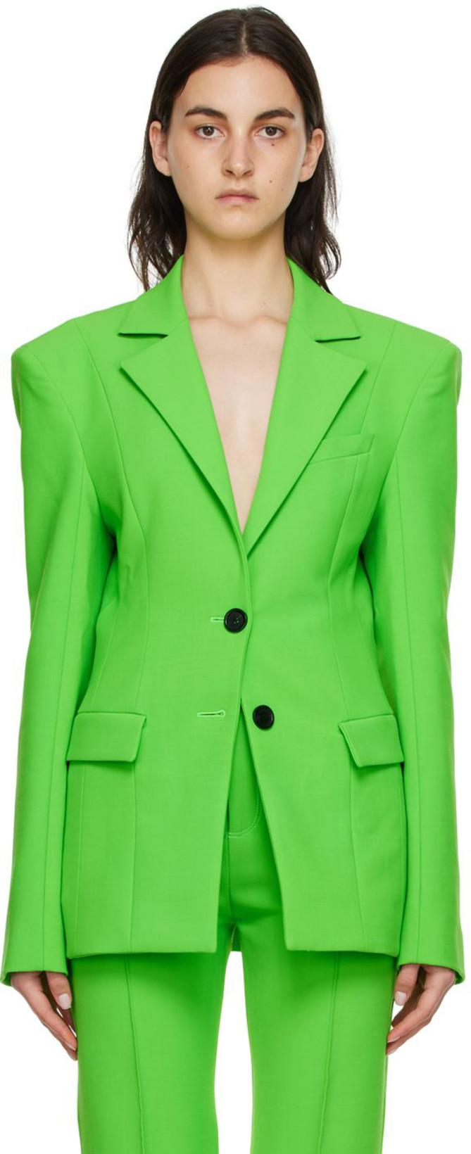 Green Polyester Blazer by KWAIDAN EDITIONS