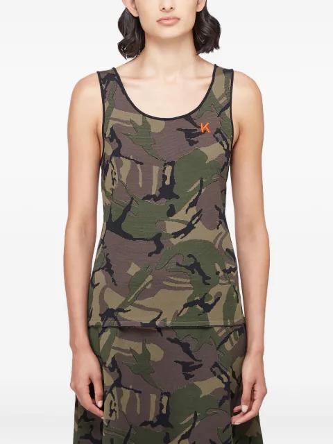 camouflage scoop-neck tank top by KWAIDAN EDITIONS