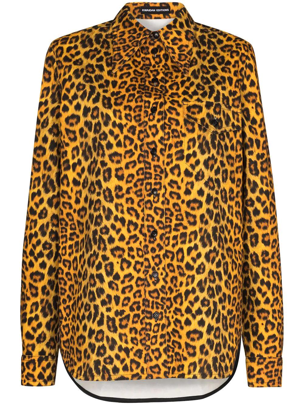 leopard-print denim shirt by KWAIDAN EDITIONS