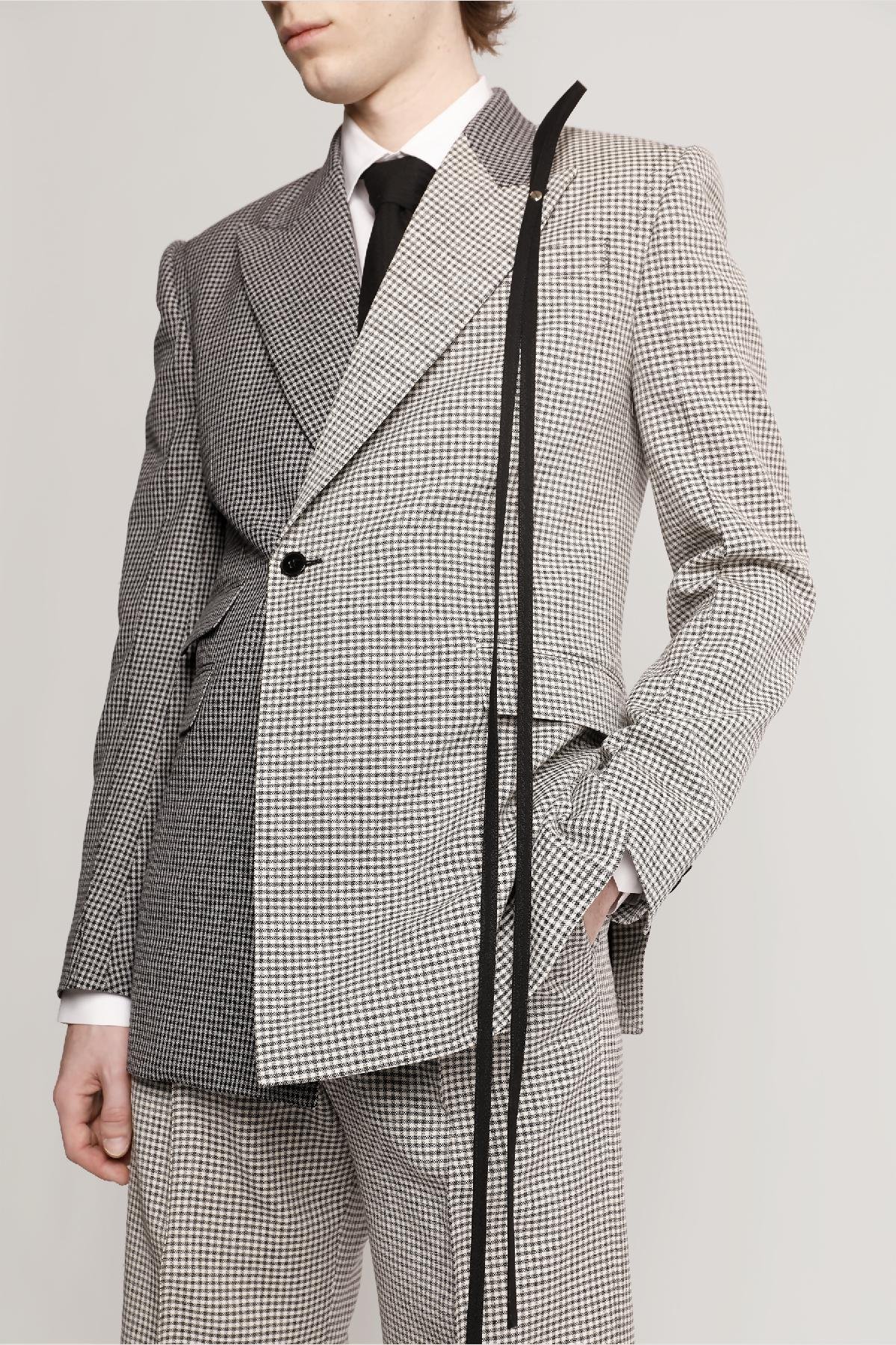 REGULAR-FITTED HOUNDSTOOTH WOOL DB JACKET WITH CONTRASTED FRONT by KYLE HO