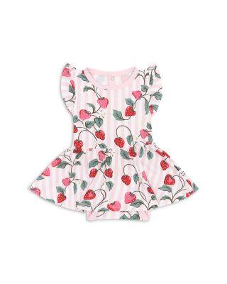 Girls' Strawberry Print Twirl Bodysuit Dress - Baby by KYTE BABY