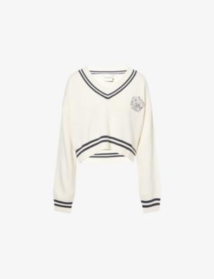 Romy Varsity Crop Knitted Cotton-Blend Jumper by L.A-SPACE