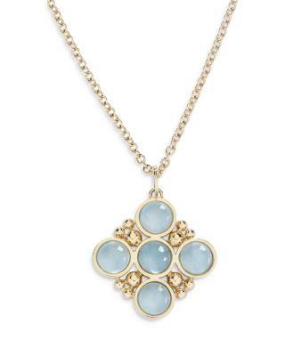 18K Yellow Gold Bubbles Aquamarine Bezel Pendant Necklace by L. KLEIN