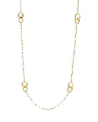 18K Yellow Gold Duetto Interlocking Hammered Link Necklace by L. KLEIN