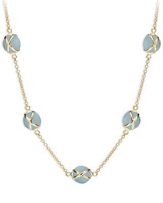 18K Yellow Gold Prisma Aquamarine Crossover Collar Necklace by L. KLEIN