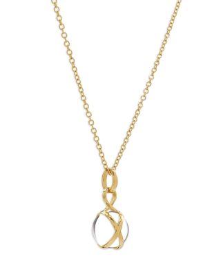 18K Yellow Gold Prisma Crystal Quartz 10mm Pendant Brilliant Chain Necklace by L. KLEIN