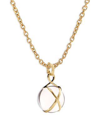 18K Yellow Gold Prisma Crystal Quartz 18mm Pendant Luxe Chain Necklace by L. KLEIN