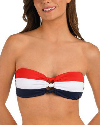 Americana Knot Front Bandeau Bikini Top by LA BLANCA