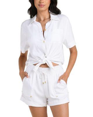 Delphine Coast Knot Hem Shirt Swim Cover-Up & Shorts by LA BLANCA