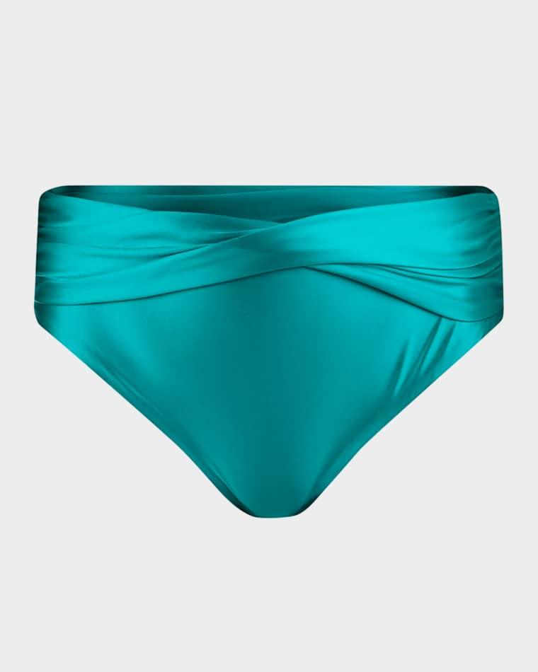 Earth Goddess Mid-Waist Twist-Front Bikini Bottoms by LA BLANCA