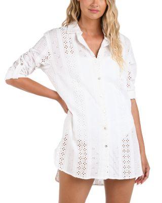 Eyelet Camp Shirt Swim Cover-Up by LA BLANCA