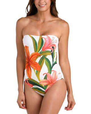 Jungle Blossoms Bandeau One Piece Swimsuit by LA BLANCA