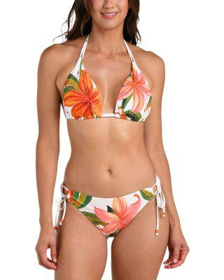Jungle Blossoms Halter Bra Bikini Top & Jungle Blossoms Hipster Bikini Bottom by LA BLANCA