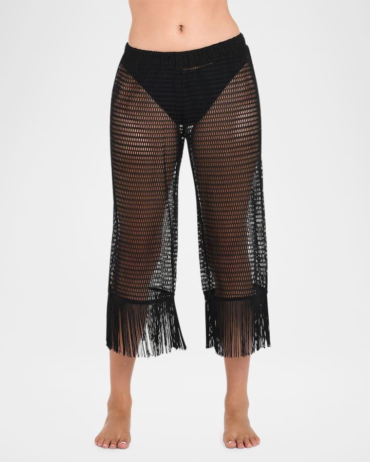 Open-Knit Crochet Cropped Pants by LA BLANCA