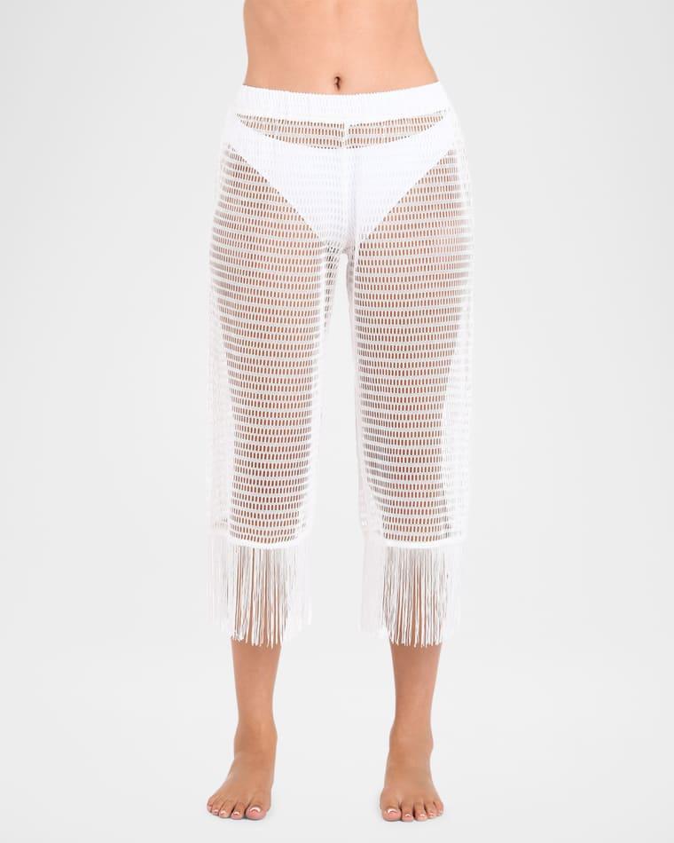Open-Knit Crochet Cropped Pants by LA BLANCA