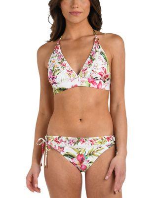 Polynesian Halter Bikini Top & Shirred Bikini Bottom by LA BLANCA