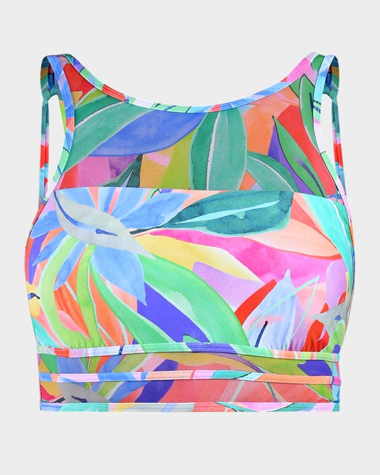 Tropi-Flage High-Neck Midline Bikini Top by LA BLANCA