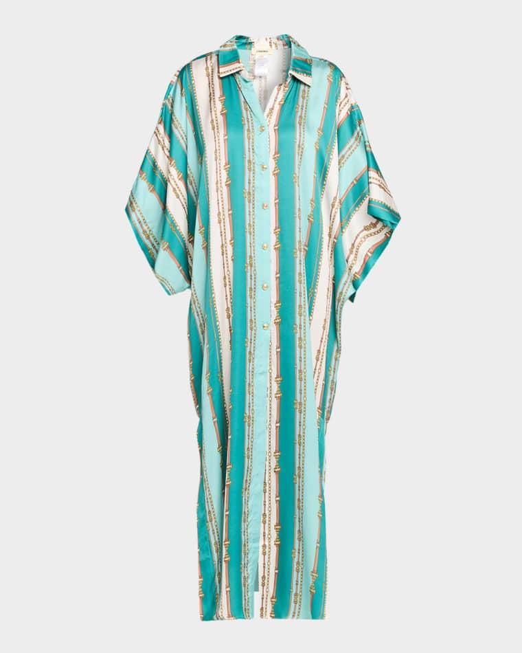 Wrena Belt Striped Maxi Shirtdress Coverup by LA BLANCA