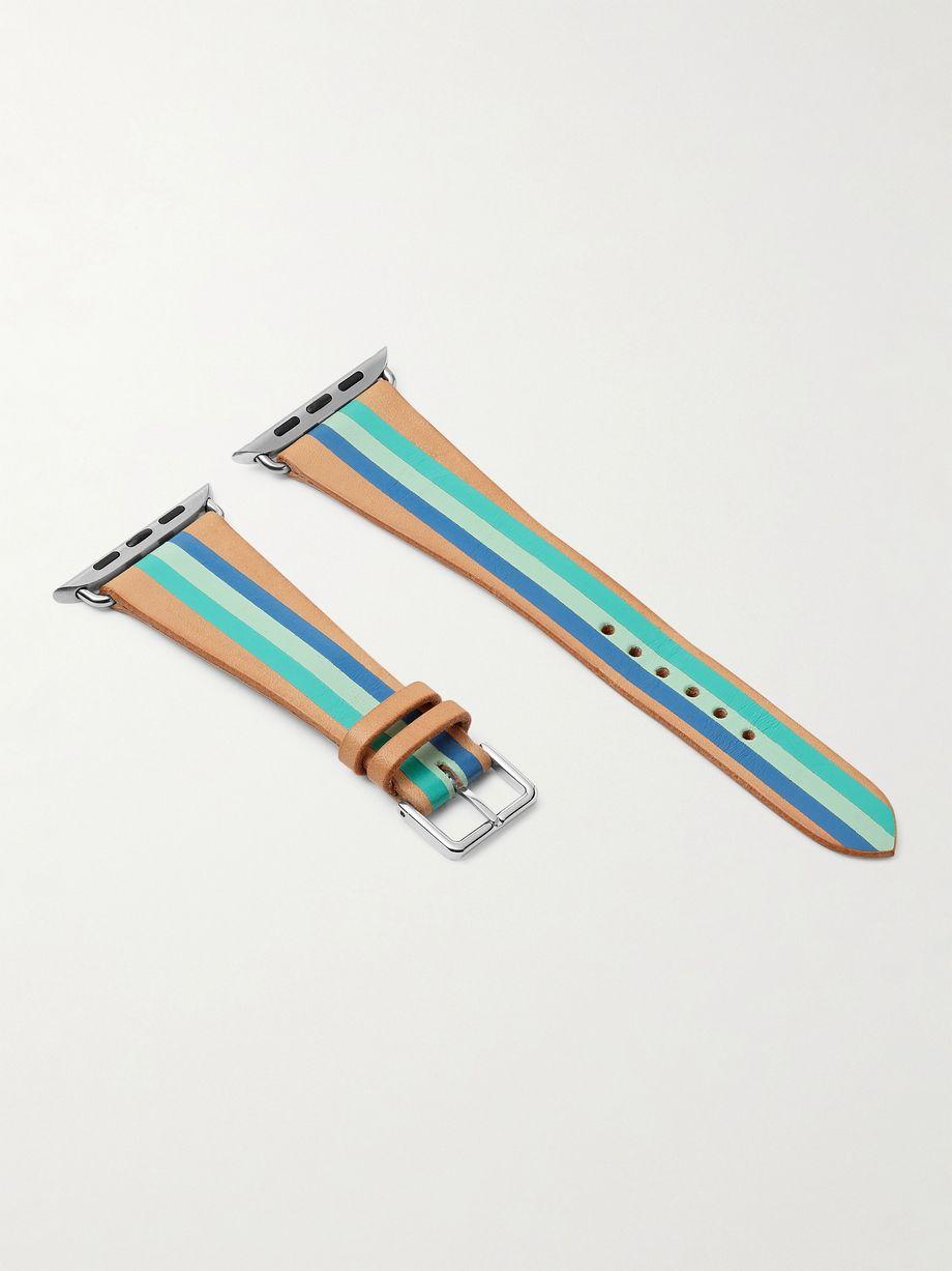Aquamarine Striped Leather Watch Strap by LA CALIFORNIENNE Aquamarine Striped Leather Watch Strap by LA CALIFORNIENNE
