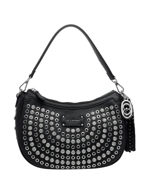Andromeda logo studded shoulder bag by LA CARRIE