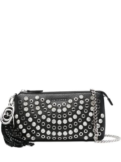 studded tassel cross body bag by LA CARRIE