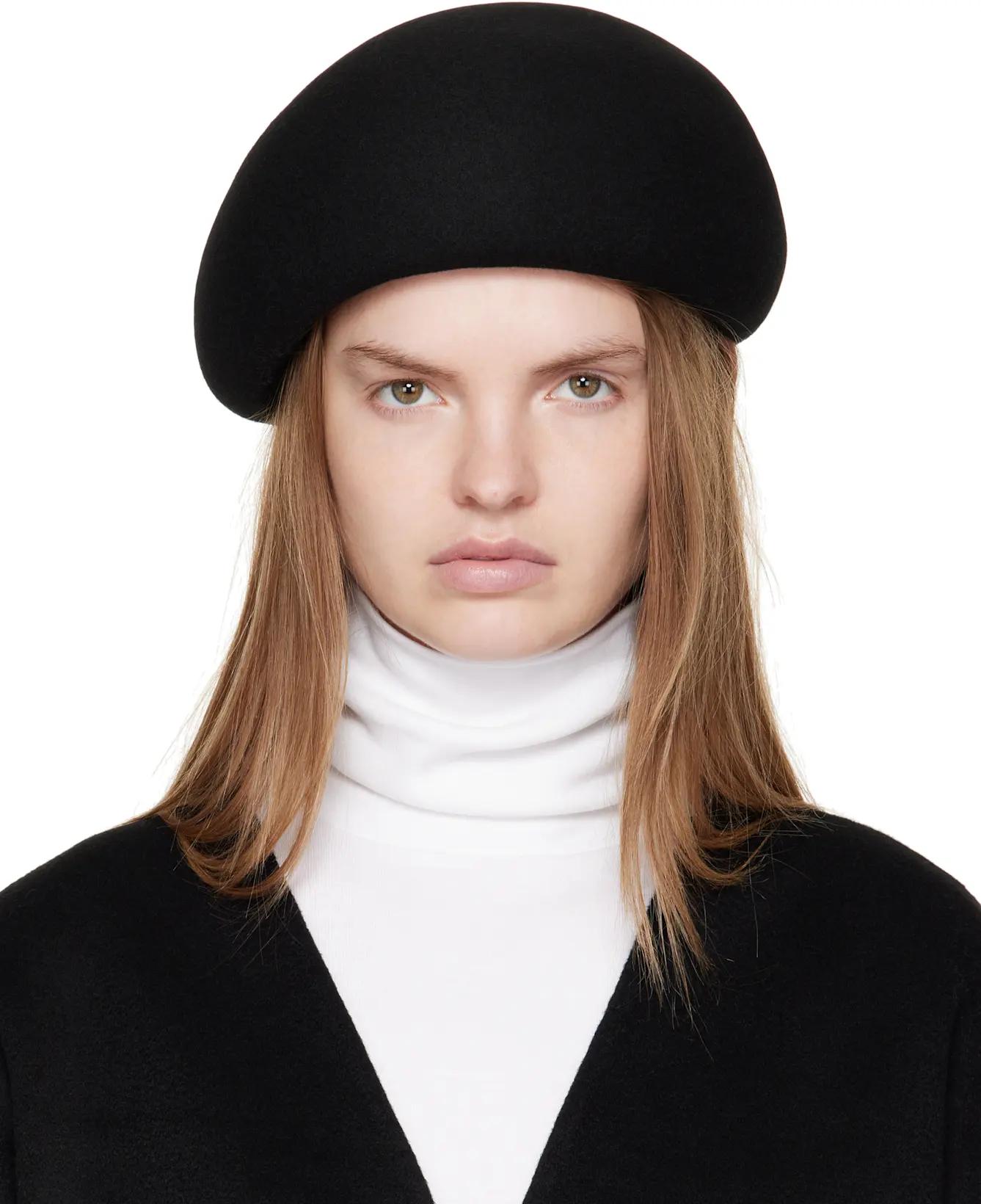 Black Adila Beret by LA COLLECTION