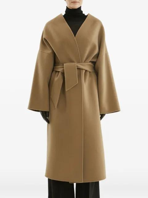 belted wrap coat by LA COLLECTION