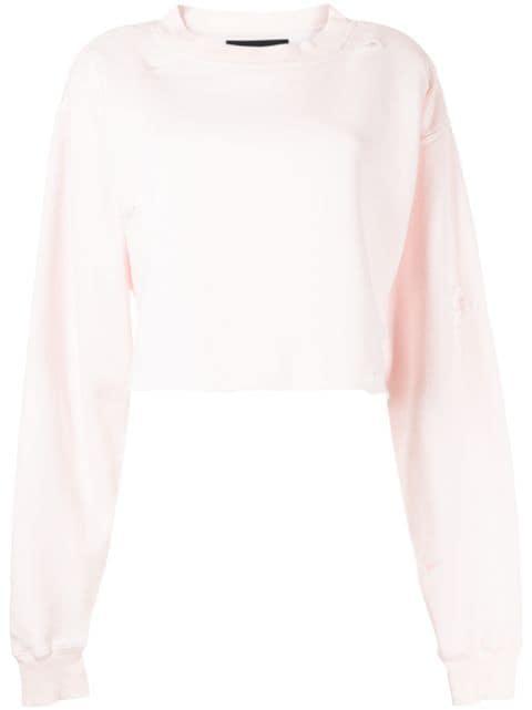distressed cropped sweatshirt by LA DETRESSE