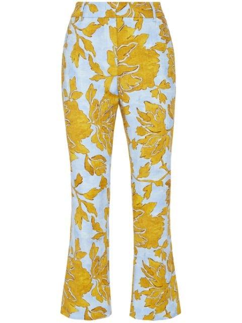 24/7 floral-print cropped trousers by LA DOUBLEJ