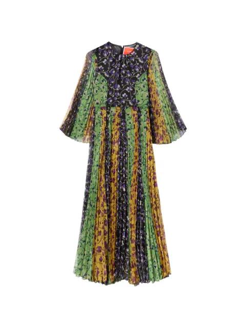 Angel floral print pleated maxi dress by LA DOUBLEJ
