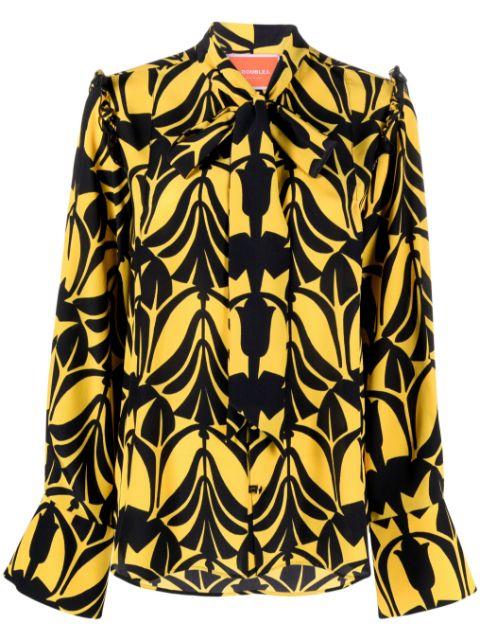 Ascot floral-pattern silk shirt by LA DOUBLEJ