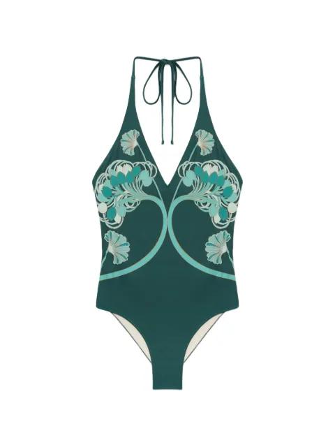Blooming Tulip Placée dark green in supreme lycra Sexy swimsuit by LA DOUBLEJ