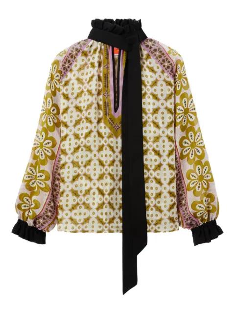 Cerere ruffled high-neck blouse by LA DOUBLEJ