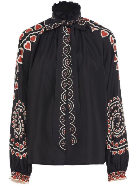 Cerere silk Placée-print blouse by LA DOUBLEJ