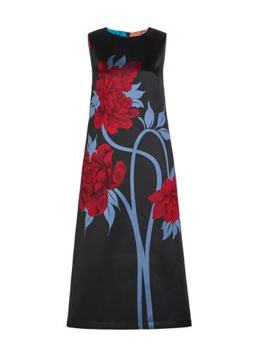 Column floral-jacquard satin-twill midi dress by LA DOUBLEJ