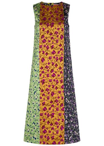 Column floral-jacquard woven midi dress by LA DOUBLEJ