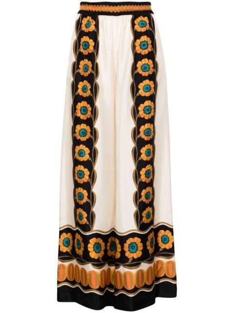 Daisy Chain silk palazzo pants by LA DOUBLEJ