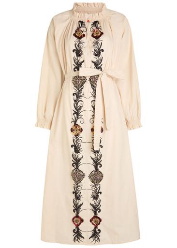 Embroidered Cerere cotton-poplin midi shirt dress by LA DOUBLEJ