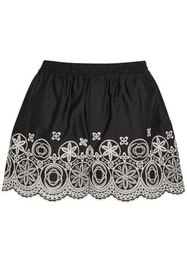 Embroidered cotton-poplin shorts by LA DOUBLEJ
