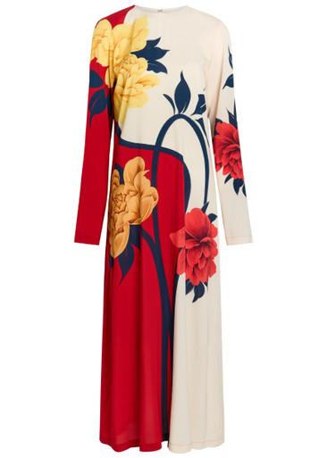 Floral-print stretch-crepe midi dress by LA DOUBLEJ