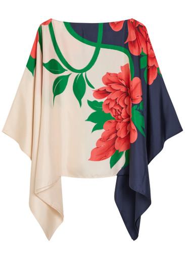 Foulard floral-print silk top by LA DOUBLEJ