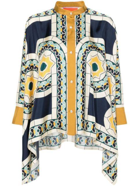 Foulard geometric-print silk shirt by LA DOUBLEJ