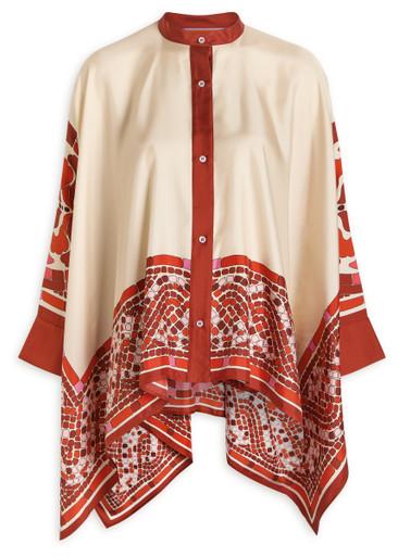 Foulard printed silk-satin blouse by LA DOUBLEJ