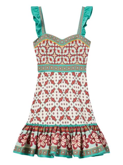 Gingerbread ruffled printed mini dress by LA DOUBLEJ