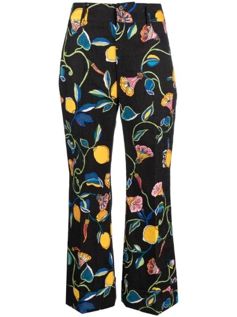 Hendrix floral-print cropped trousers by LA DOUBLEJ