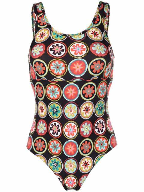 Jazzercize floral-print bodysuit by LA DOUBLEJ